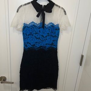 Sandro size 2 (equivalent to S) white, blue, and black cocktail dress